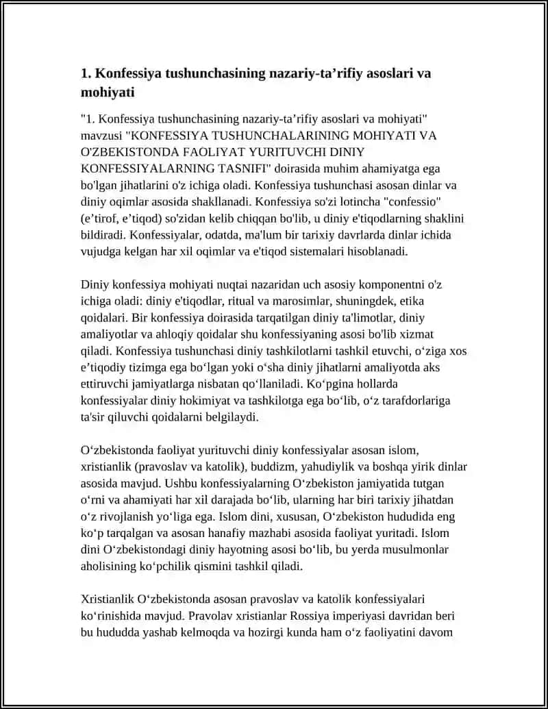 KONFESSIYA TUSHUNCHALARINING MOHIYATI VA O'ZBEKISTONDA FAOLIYAT YURITUVCHI DINIY KONFESSIYALARNING TASNIFI 4