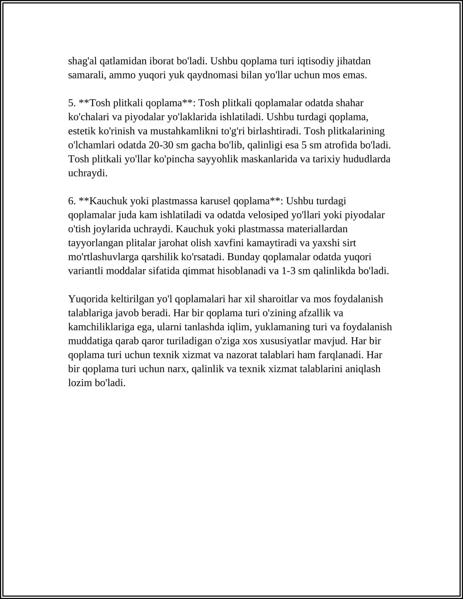 AVTOMOBIL YOʻLLARINING INFRATUZILMA ELEMENTLARI 4