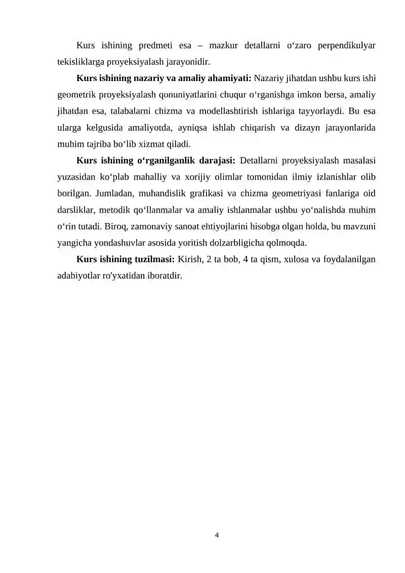 DETALNING IKKITA VA UCHTA O'ZARO PERPENDIKULYAR TEKISLIKKA PROYEKSIYALASH 4