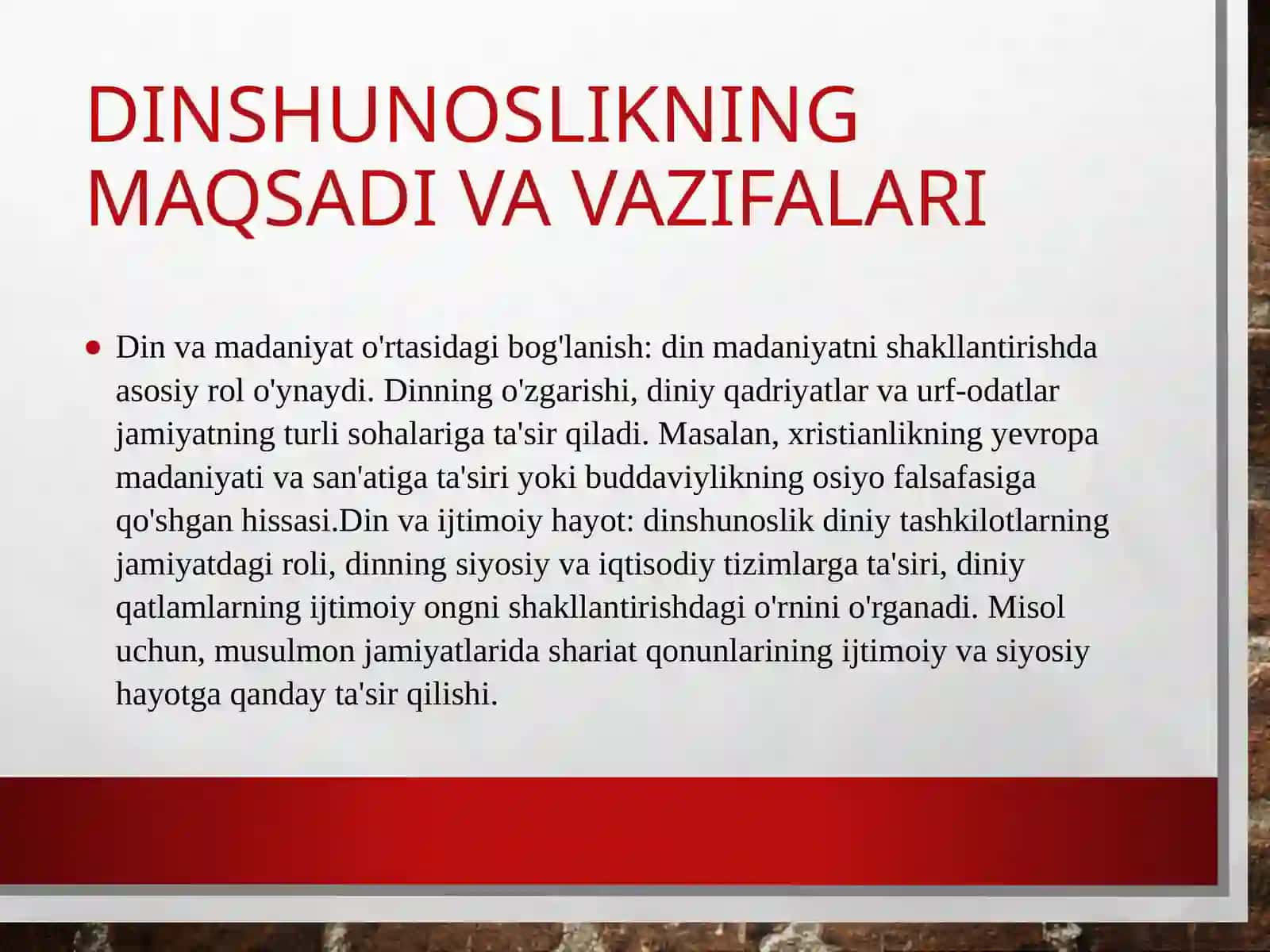 Milliy dinlar, dinshunoslik faniga kirish, zardushtiylik dini, buddaviylik dini. 4