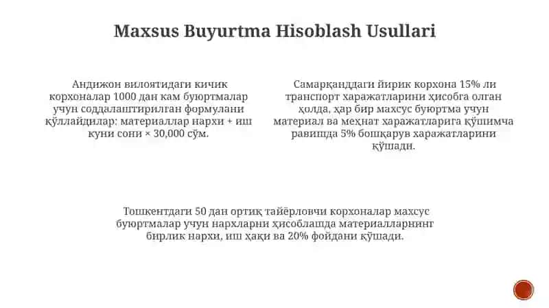 Buyurtmali kalkulyatsiya qilish usuli 4