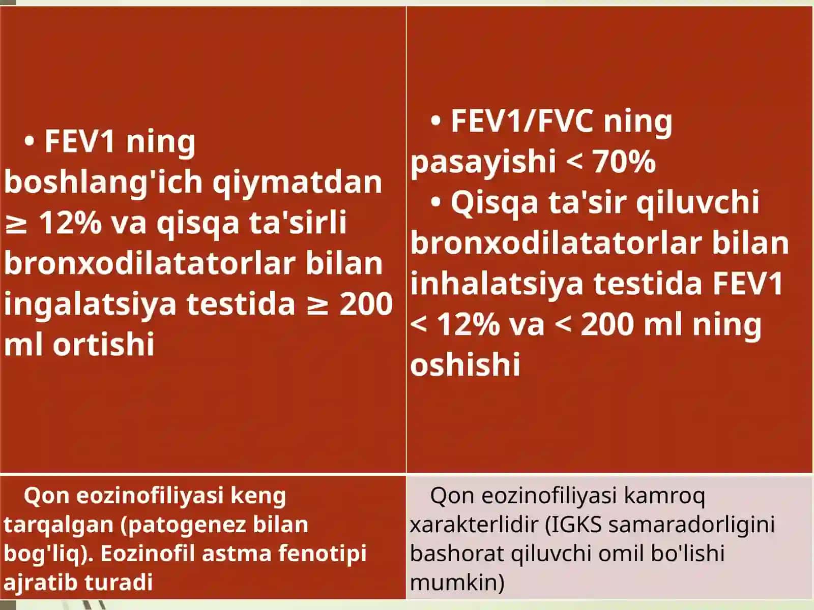 Bronxial astma | O’pkaning surunkali obstruktiv kasalligi 4
