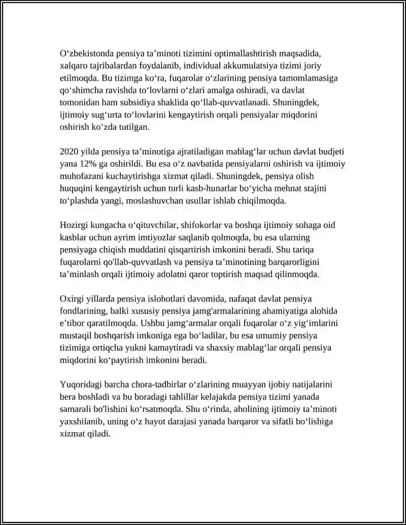 ÓZBEKSTAN RESPUBLIKASINDA SOCIALLIQ TARAWDAǴI REFORMALAR 4