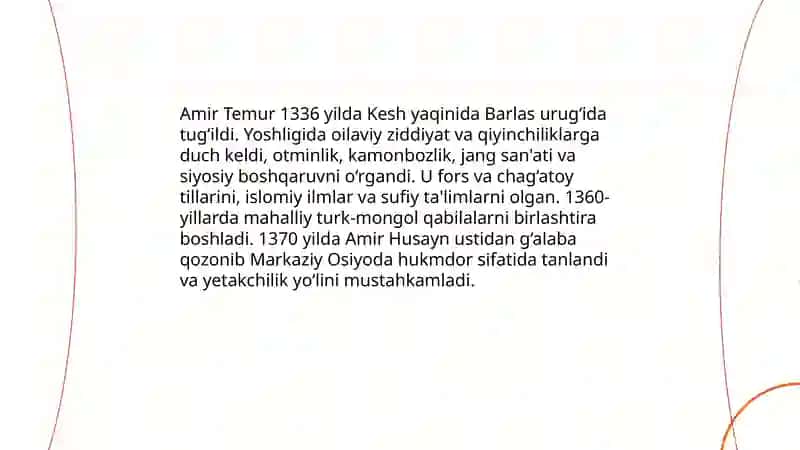 Amir Temur hayoti va hukmronligi 4