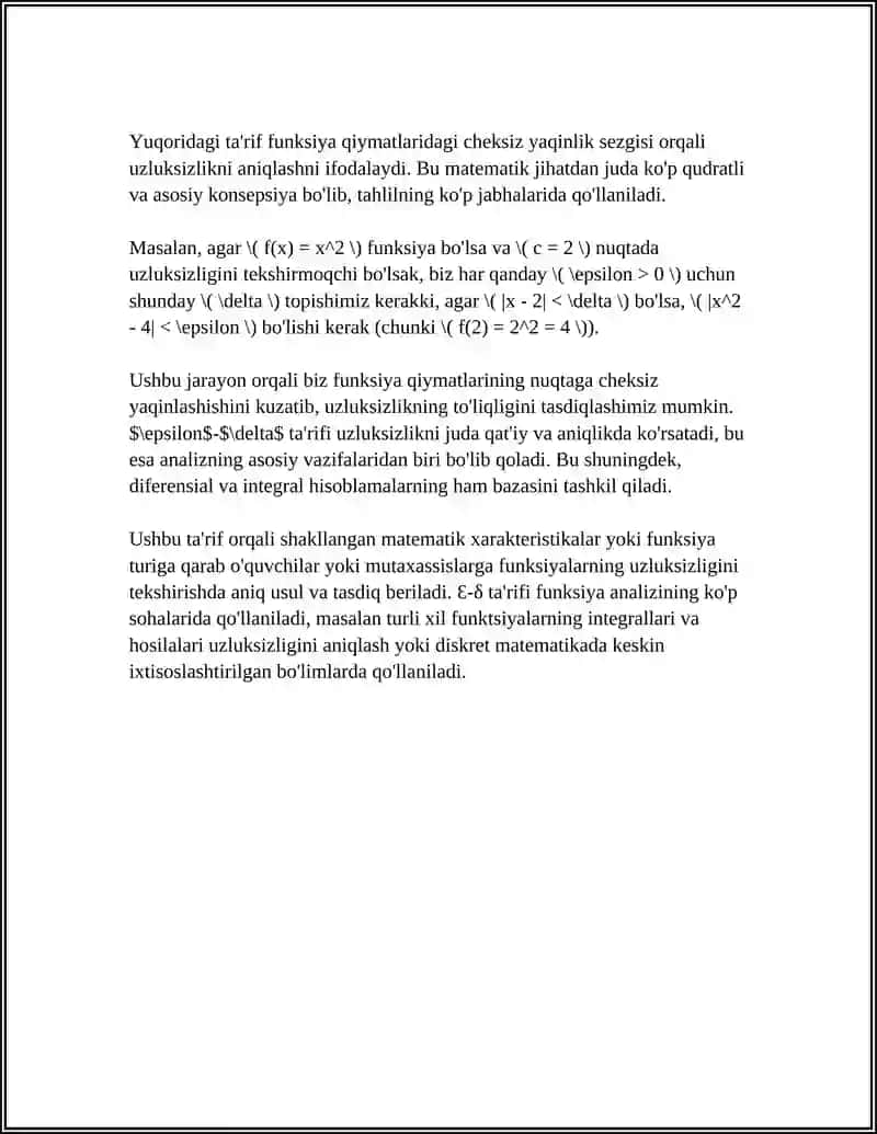 FUNKSIYALARNI TAQQOSLASH.FUNSIYANING UZLIKSIZLIK TARIFLARI 4