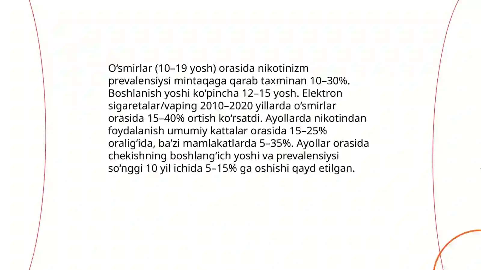 Nikotinizm va uning asoratlari. Nikotinizmning o‘smirlar va ayollar organizmiga ta’siri 4