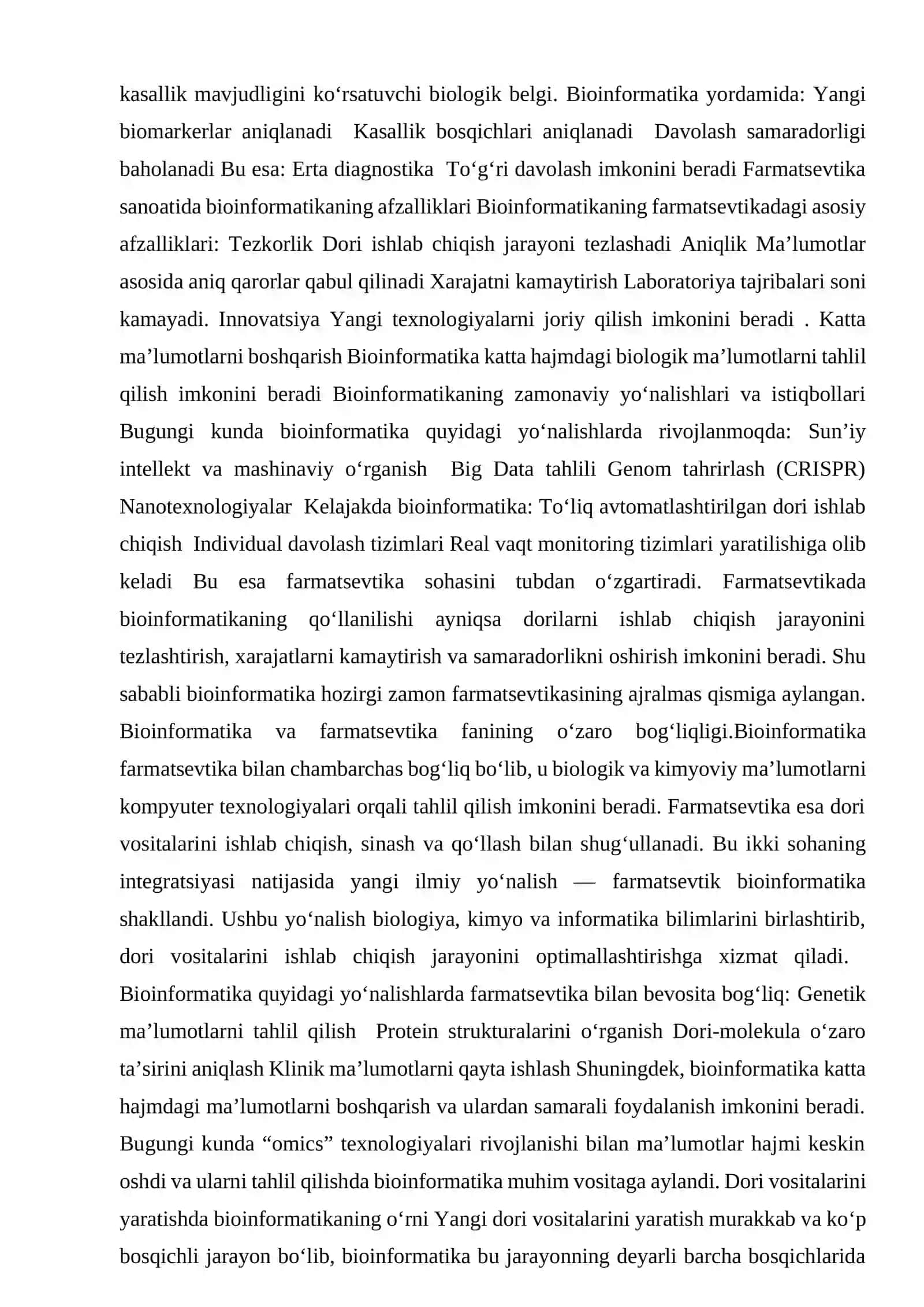 Bioinformatikaning farmatsevtikada o'rni 4