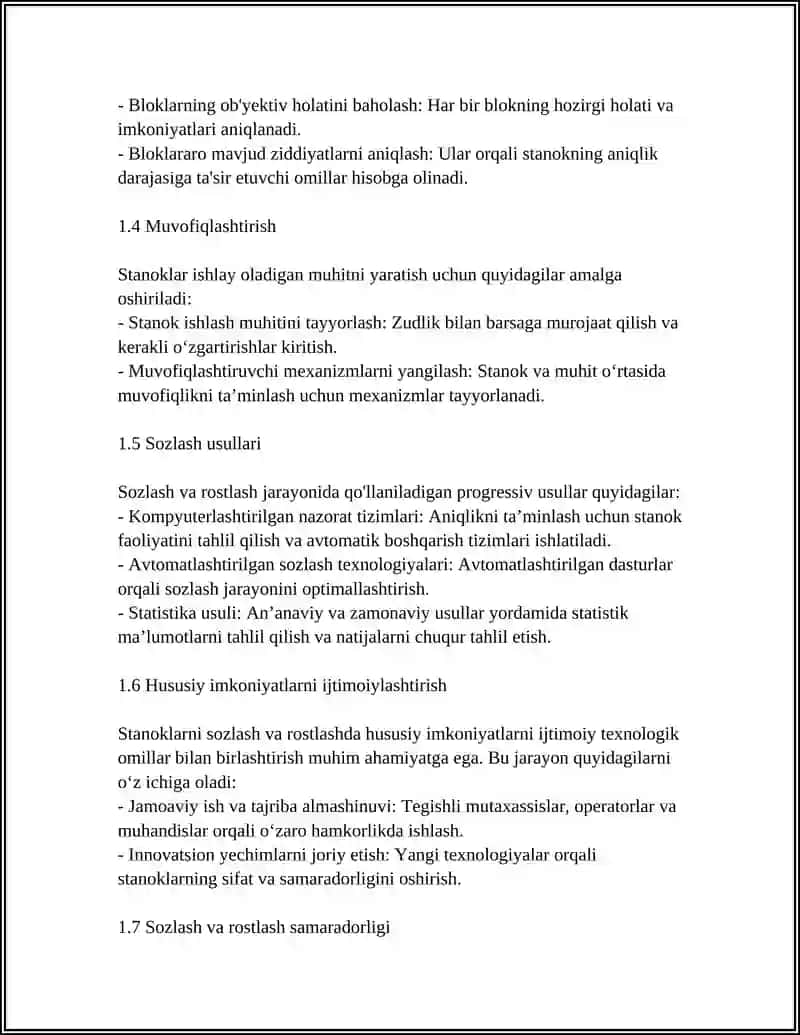 STANÒKLARNI ÒLCHAMIGA SOZLASH VA ROSRLASHNING PROGRESSIV USULLARI 4
