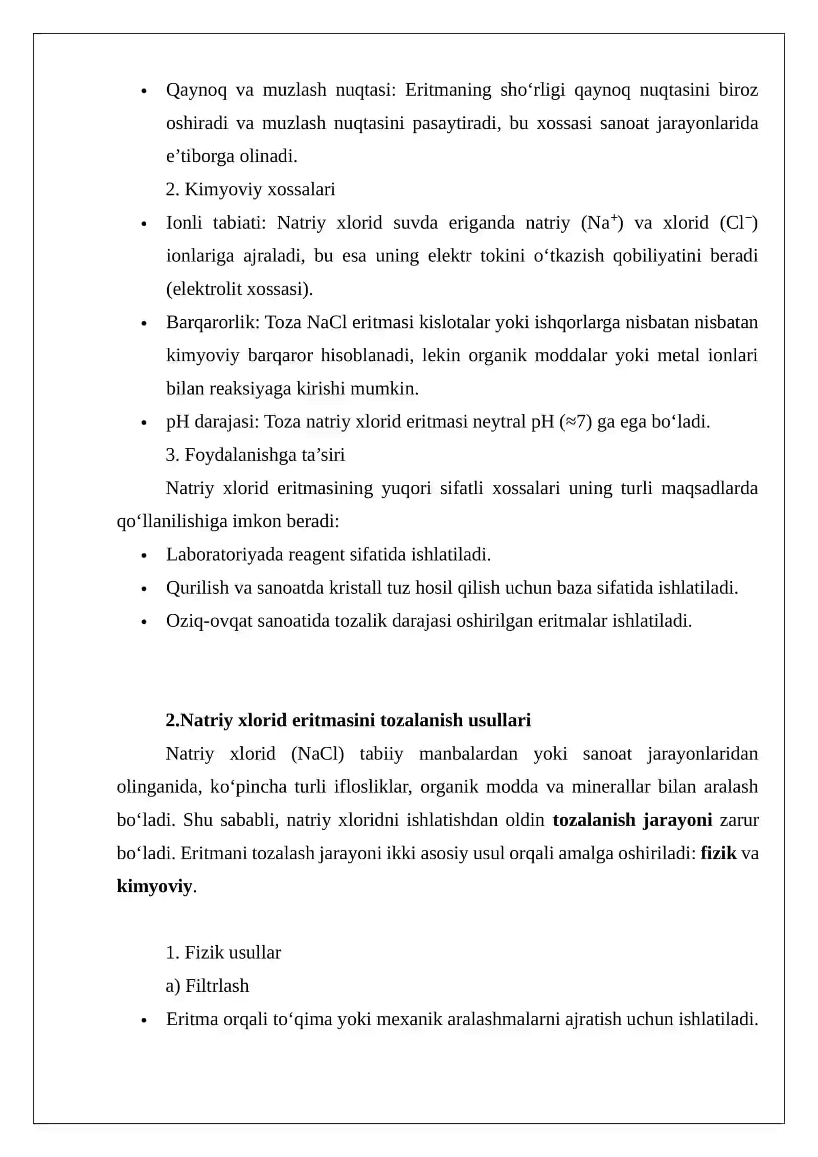 Natriy xlorid eritmasining tozalanish jarayoni asoslar 4