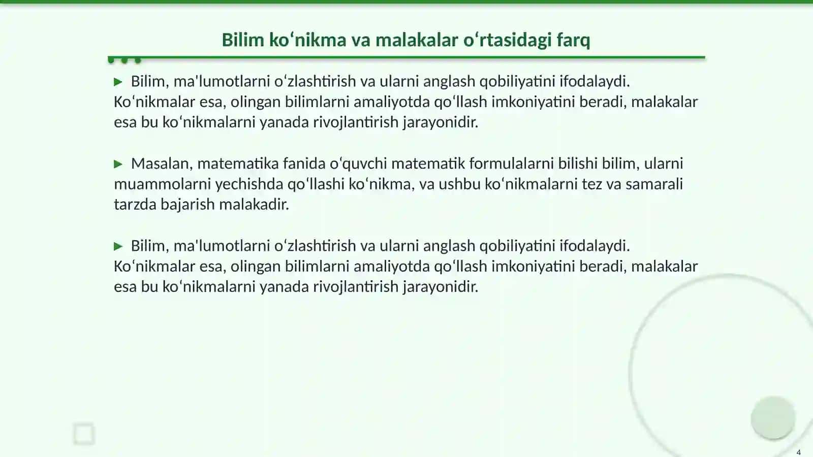 O‘quvchilarda bilim ko‘nikma va malakani tarkib toptirish muammolari 4
