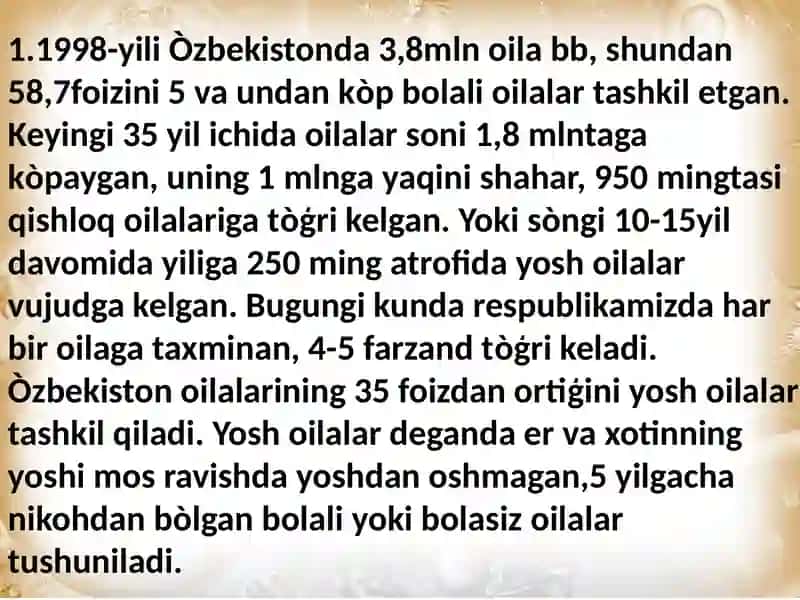 Oʻzbekistonda oila pedagogika fanining rivojlanishining ijtimoiy-iqtisodiy, me'yoriy-huquqiy asosla 4