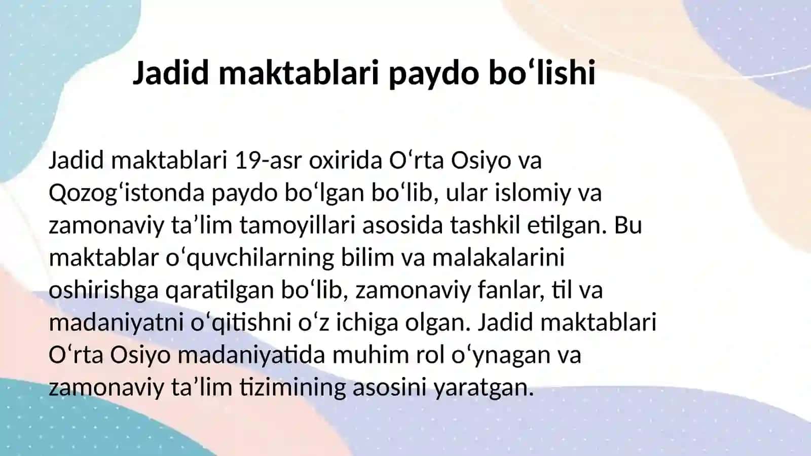 Jadid maktablari tashkil topishi va rivojlanishi 4