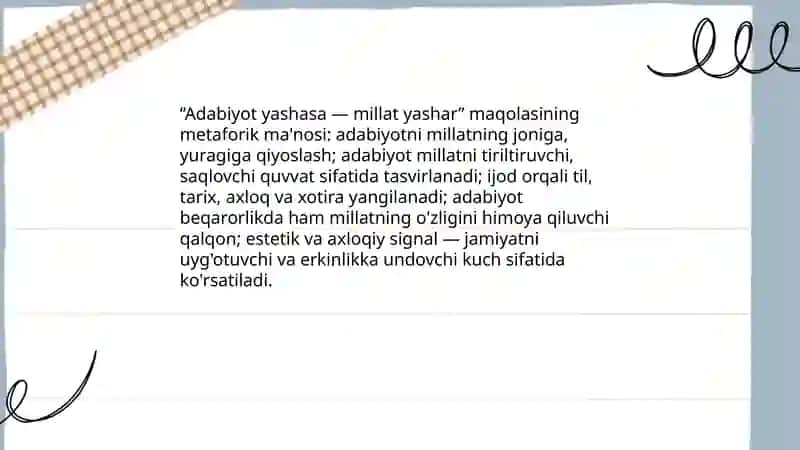 Adabiyot yashasa-millat yashar 4
