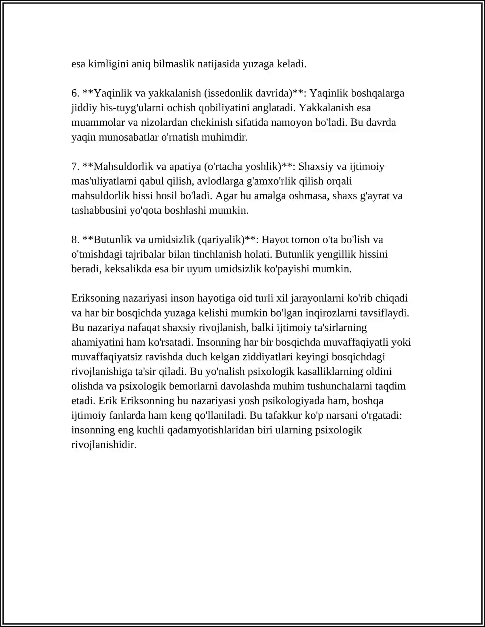 E.ERIKSONNING PSIXALOGIYA FANIGA QÕSHGAN HISSASI 4