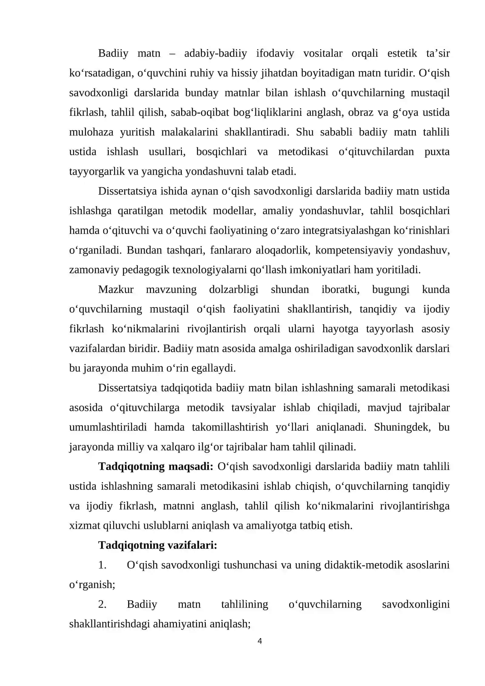 O‘QISH SAVODXONLIGI DARSLARIDA BADIIY MATN TAHLILI USTIDA ISHLASH METODIKASI 4