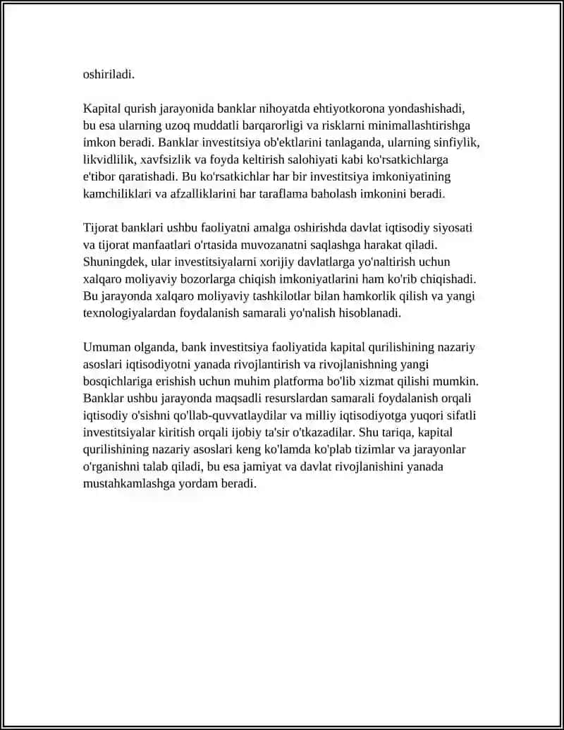 BANK INVESTITSIYA FAOLIYATIDA KAPITAL QURILISHI 4
