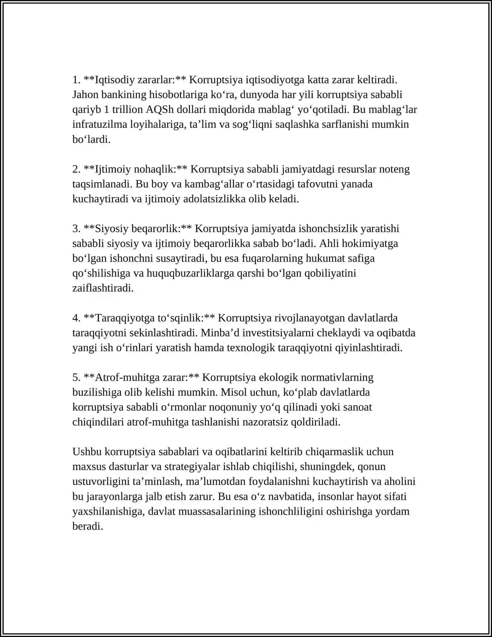 KORRUPSIYAGA QARSHI KURASH MAVZUSIGA INSHO 4