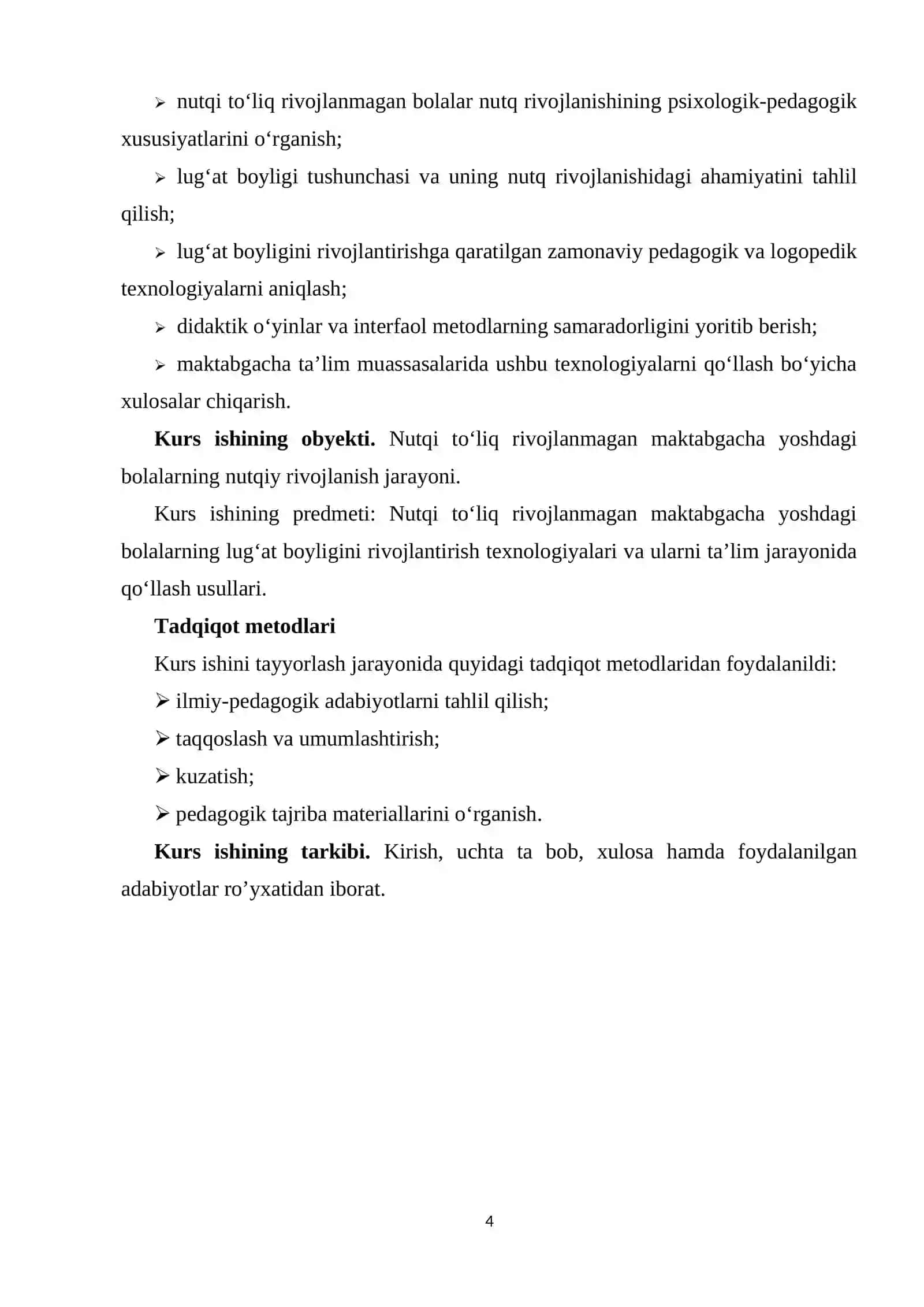 Nutqi to‘liq rivojlanmagan maktabgacha yoshdagi bolalarni lug‘at boyligini rivojlantirish texnologiyalari. 4