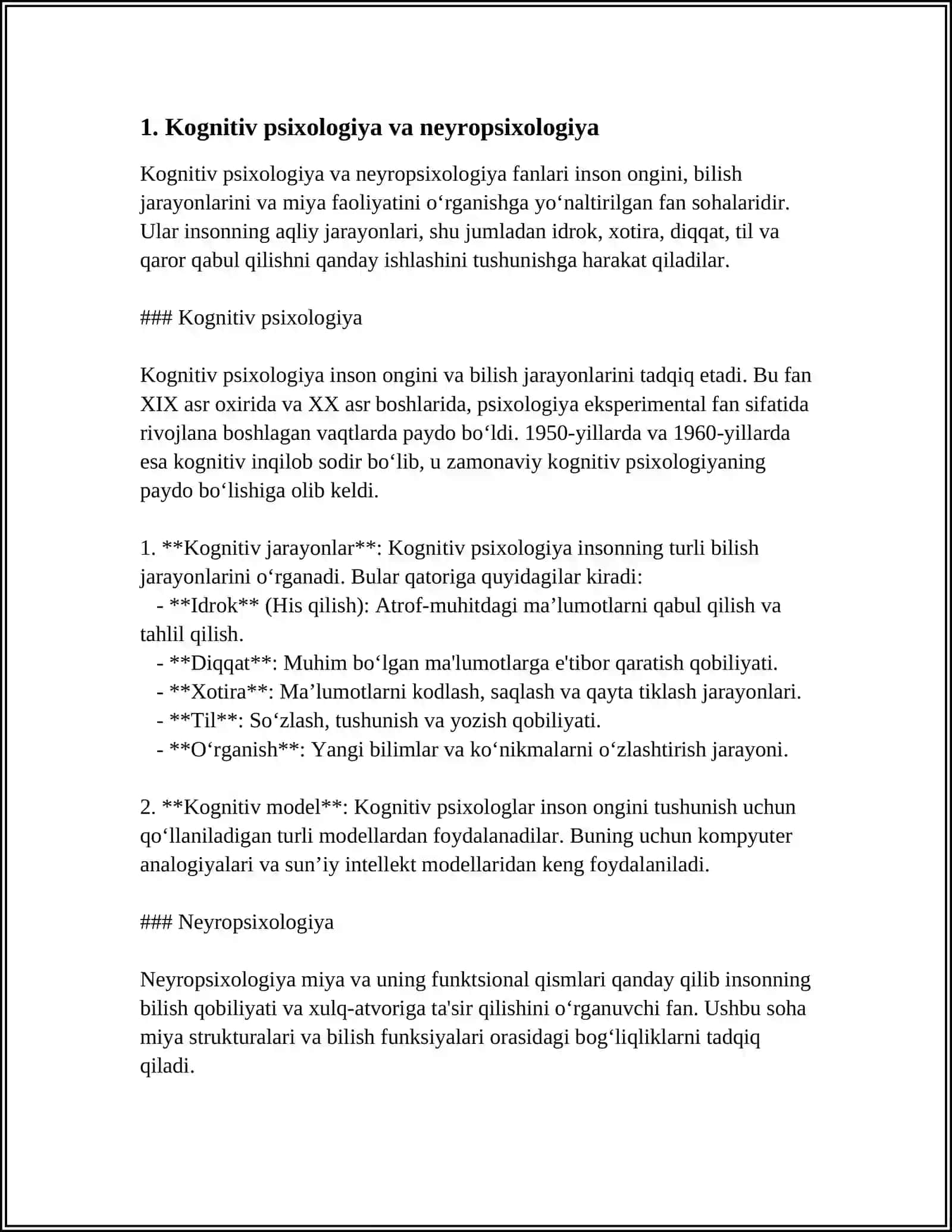 Kognitiv psixologiya va neyropsixologiya 4