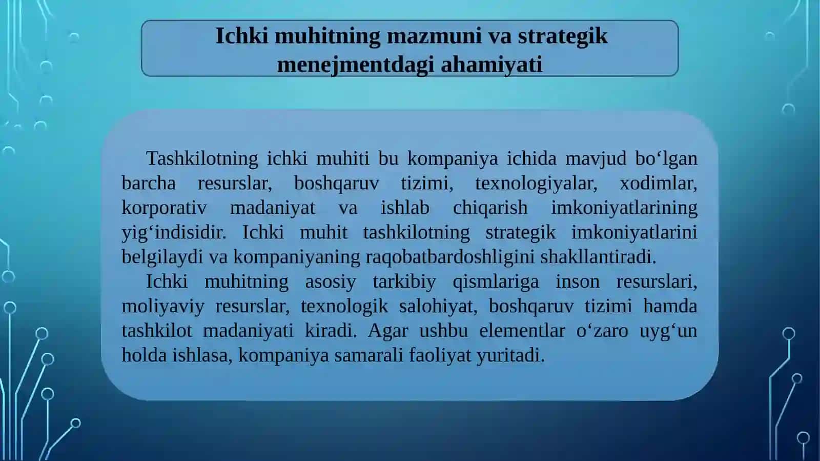 Ichki muhitni tahlil qilish va diagnostika qilish 4