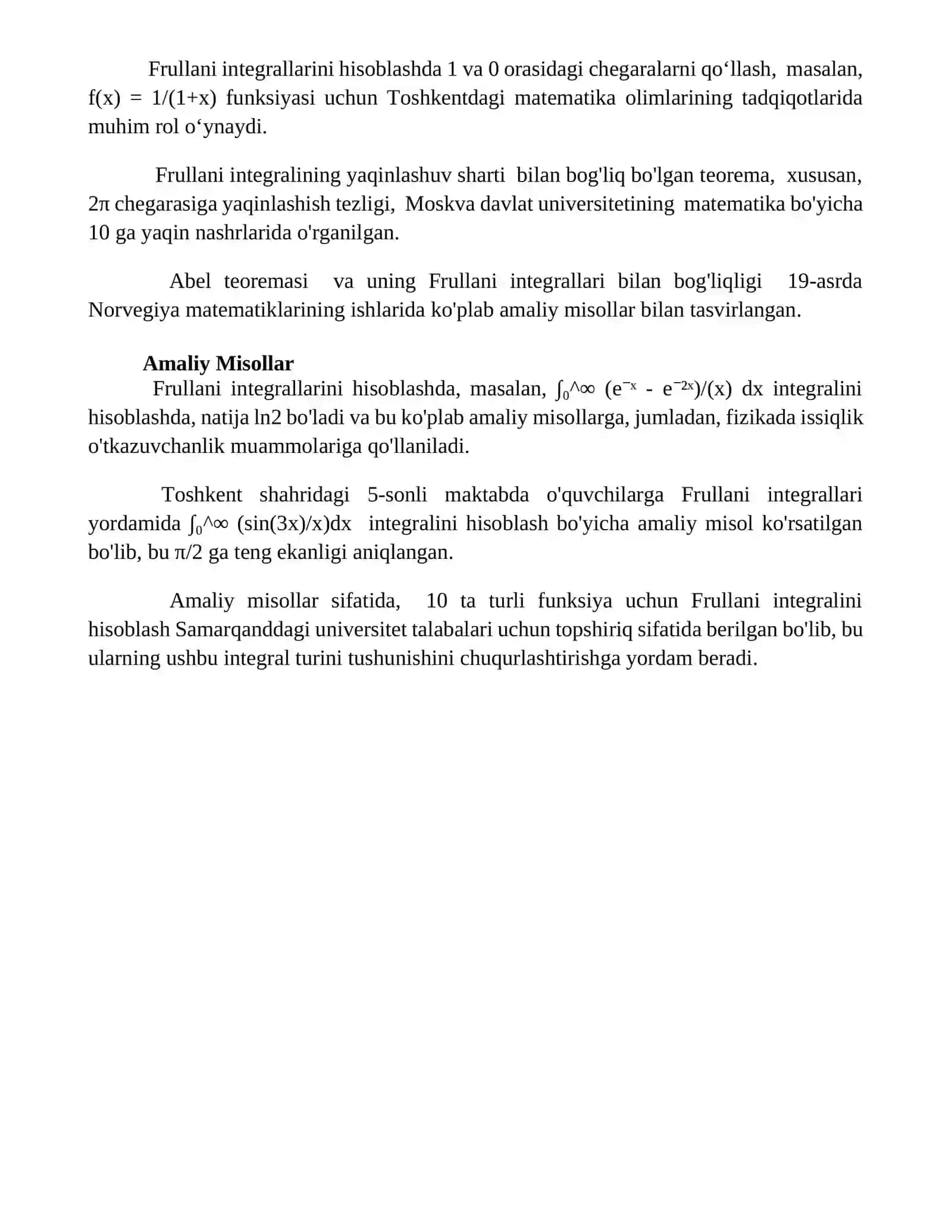 Frullani integrali va uni hisoblash 4