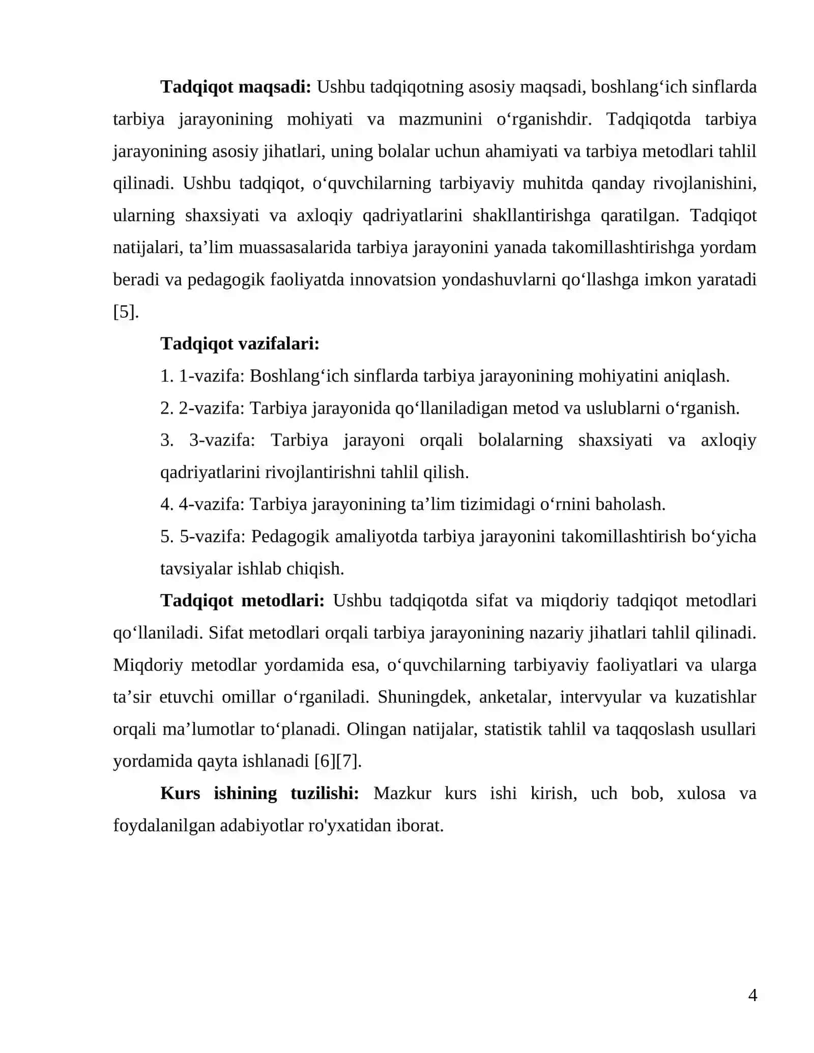 ANGREN UNIVERSITETI BOSHLANGʻICH TA'LIM PEDAGOGIKASI FANIDAN KURS ISHI 4