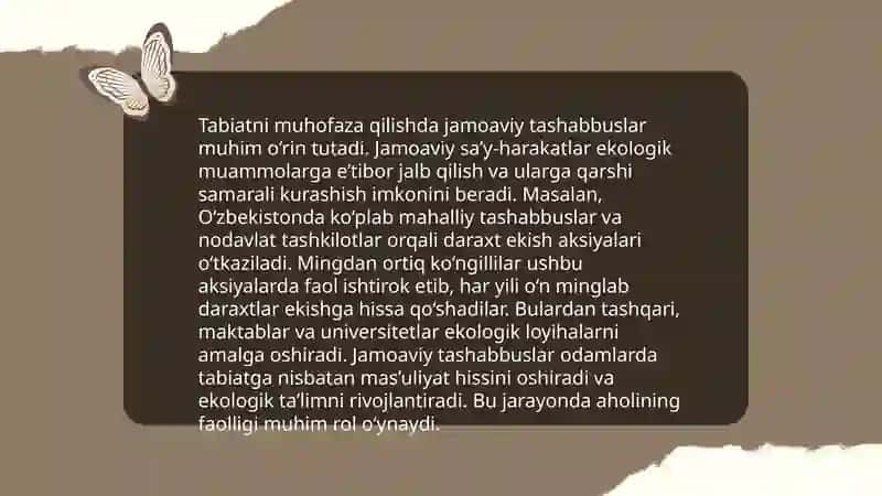 Ekologiya va Tabiatni Muhofaza Qilishda Nodavlat va Notijorat Tashkilotlarining Oʻrni Hamda Ahamiyati 4