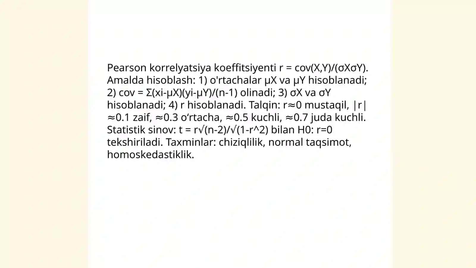 Korrelyatsiya koeffitsiyenti: taʼrifi va statistik xossalari 4