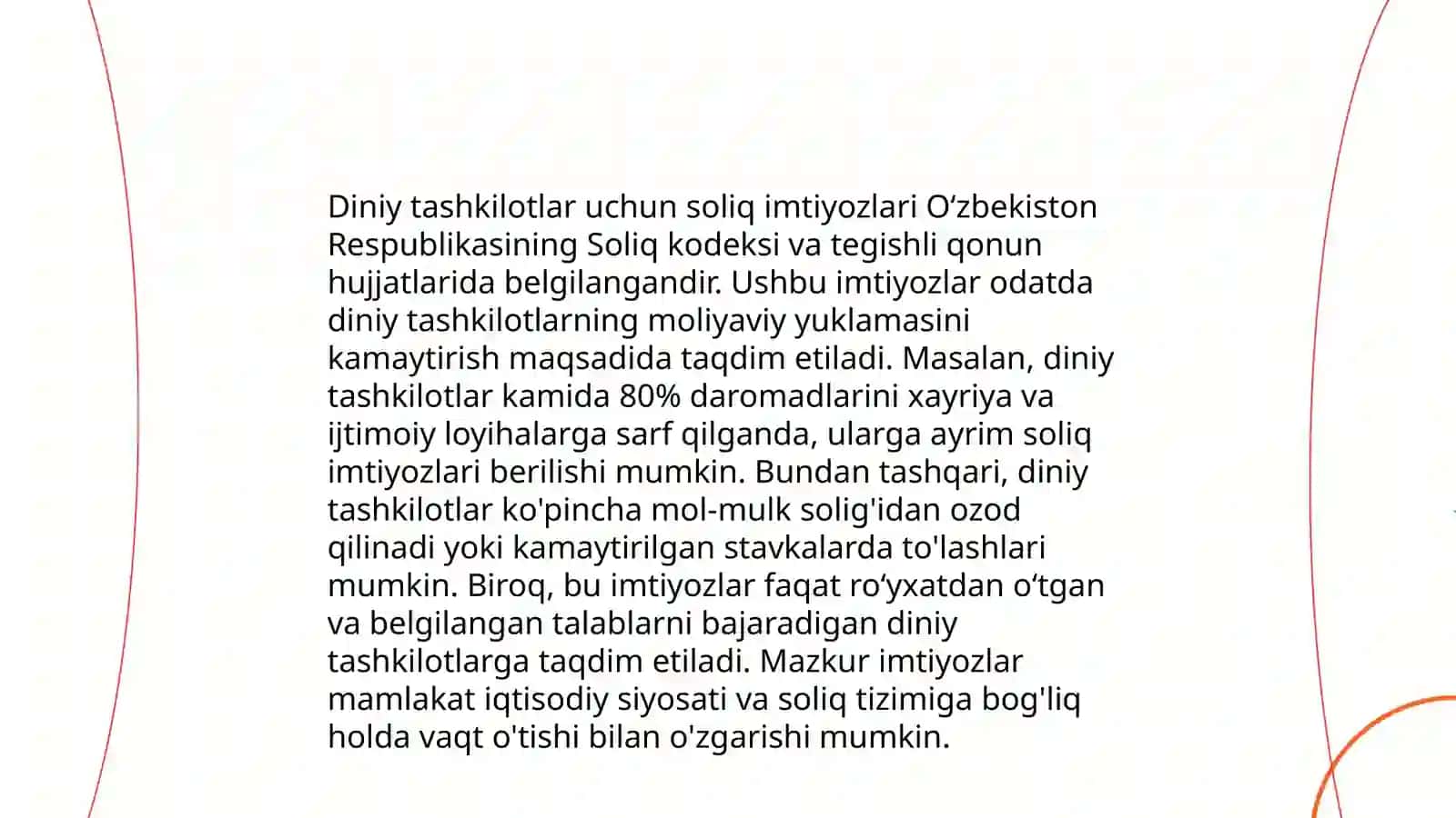 Diniy tashkilotlar faoliyatining qóshimcha kafolatlari 4