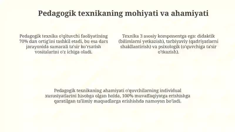 Pedagogik texnika haqida tushuncha va uningshakllantirishuslublari 4