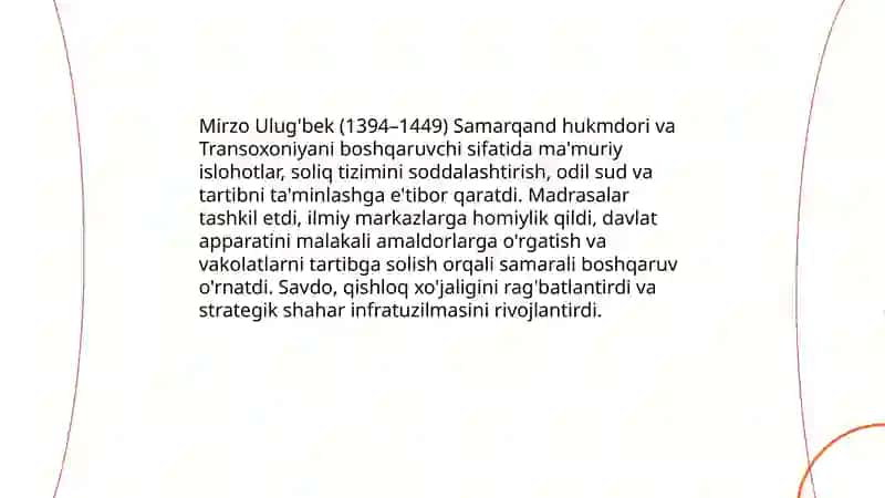 Mirzo Ulug'bek - davlat arbobi va buyuk olim 4