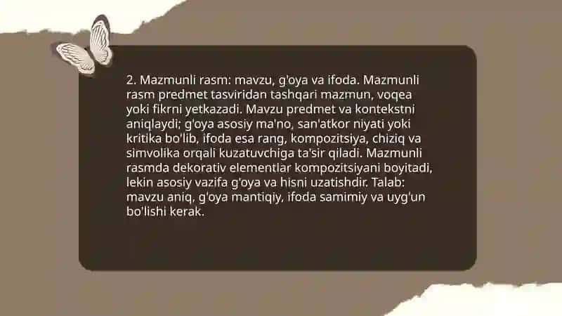 Predmetli rasm mazmunli rasm dekorativ rasm 4