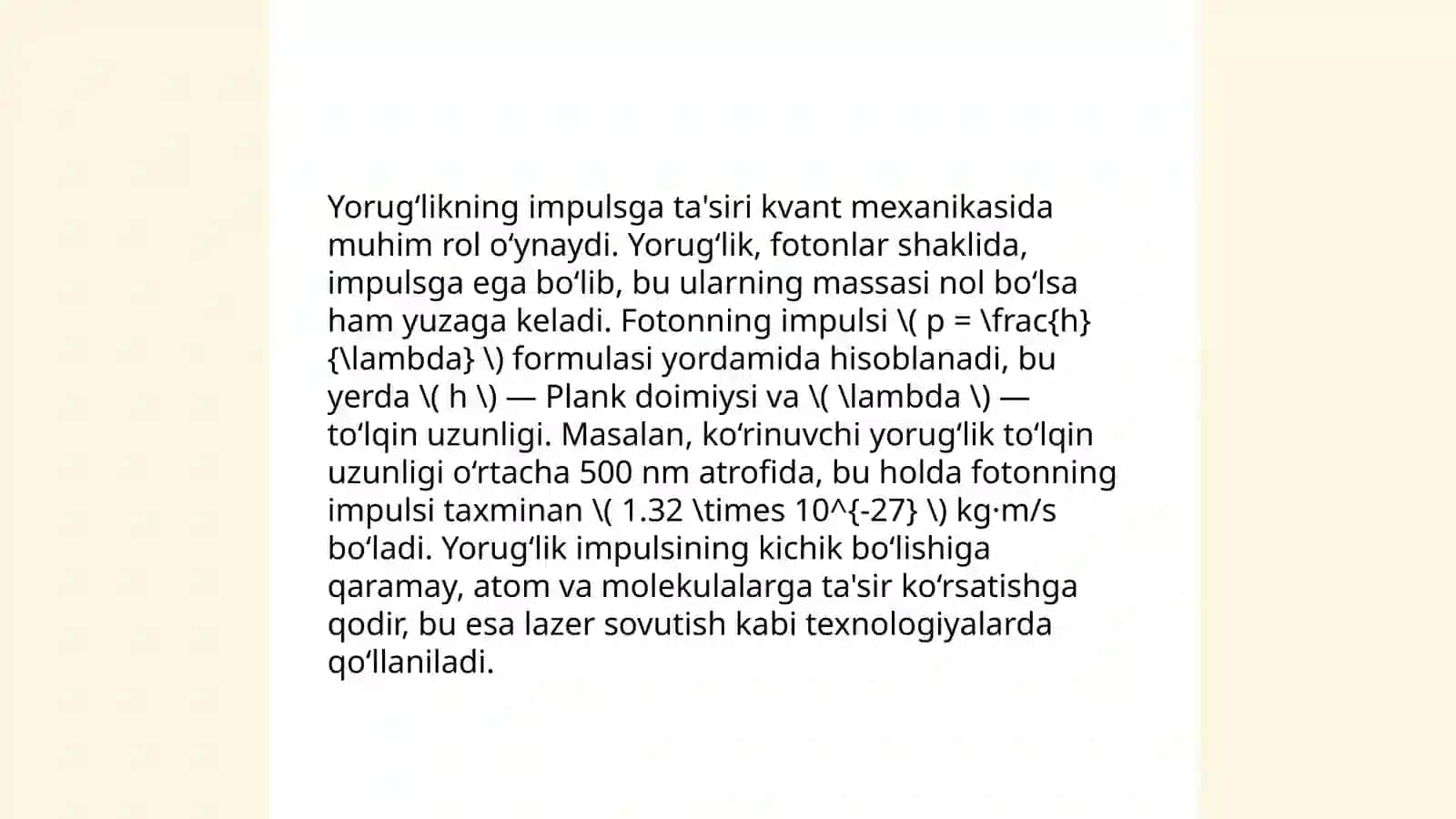 Yorug‘lik bosimi va Kompton effekti 4