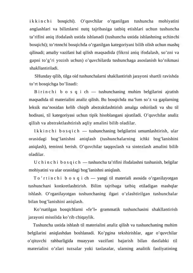 GRAMMATIKA VA SO’Z YASALISHIGA OID TUSHUNCHALARNI SHAKLLANTIRISHNING METODIK ASOSLARI 4