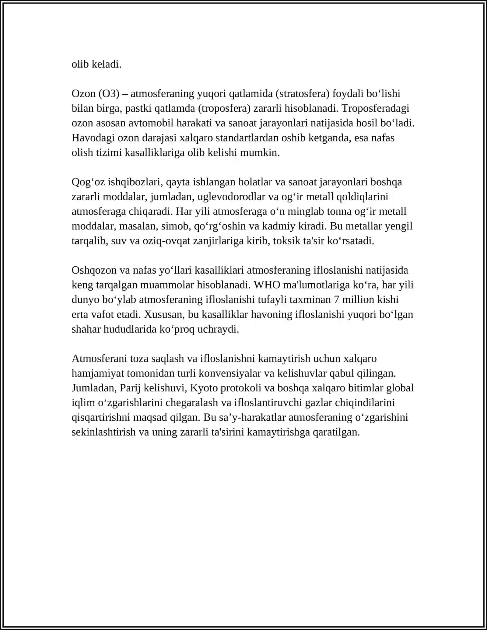 ATROF MUHITNING IFLOSLANISHI GLOBAL EKOLOGIK MUAMMO 4