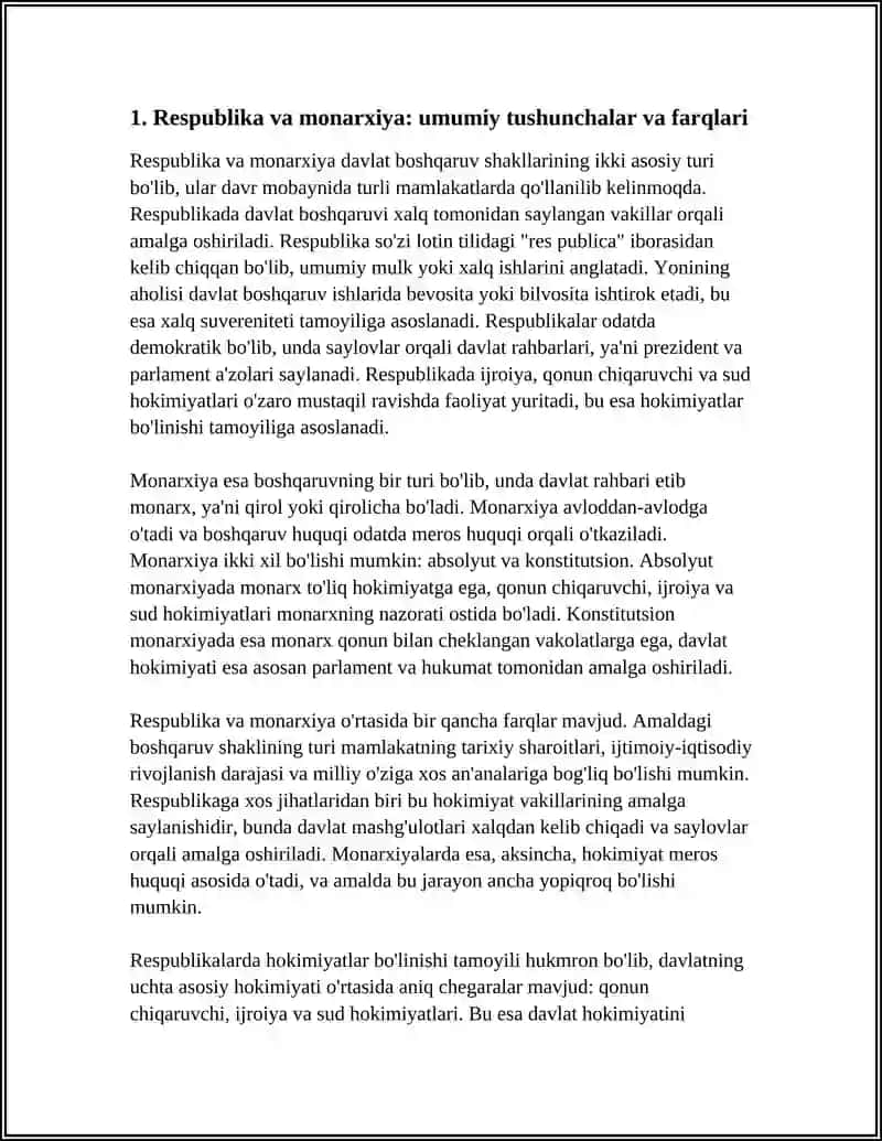 DAVLATNING BOSHQARUV SHAKLLARI:RESPUBLIKA VA MONARXIYA 4