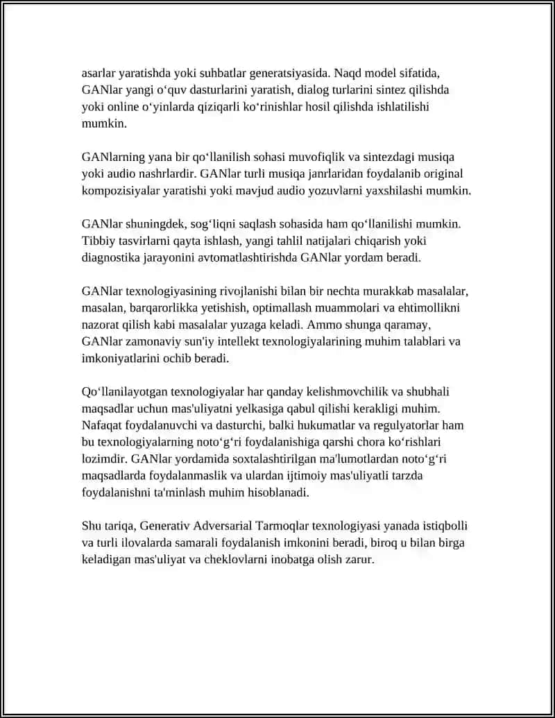 GENERATIV ADVERSARIAL NETWORKS (GAN) TEXNOLOGIYASINING MOHIYATI VA QO‘LLANILISHI 4