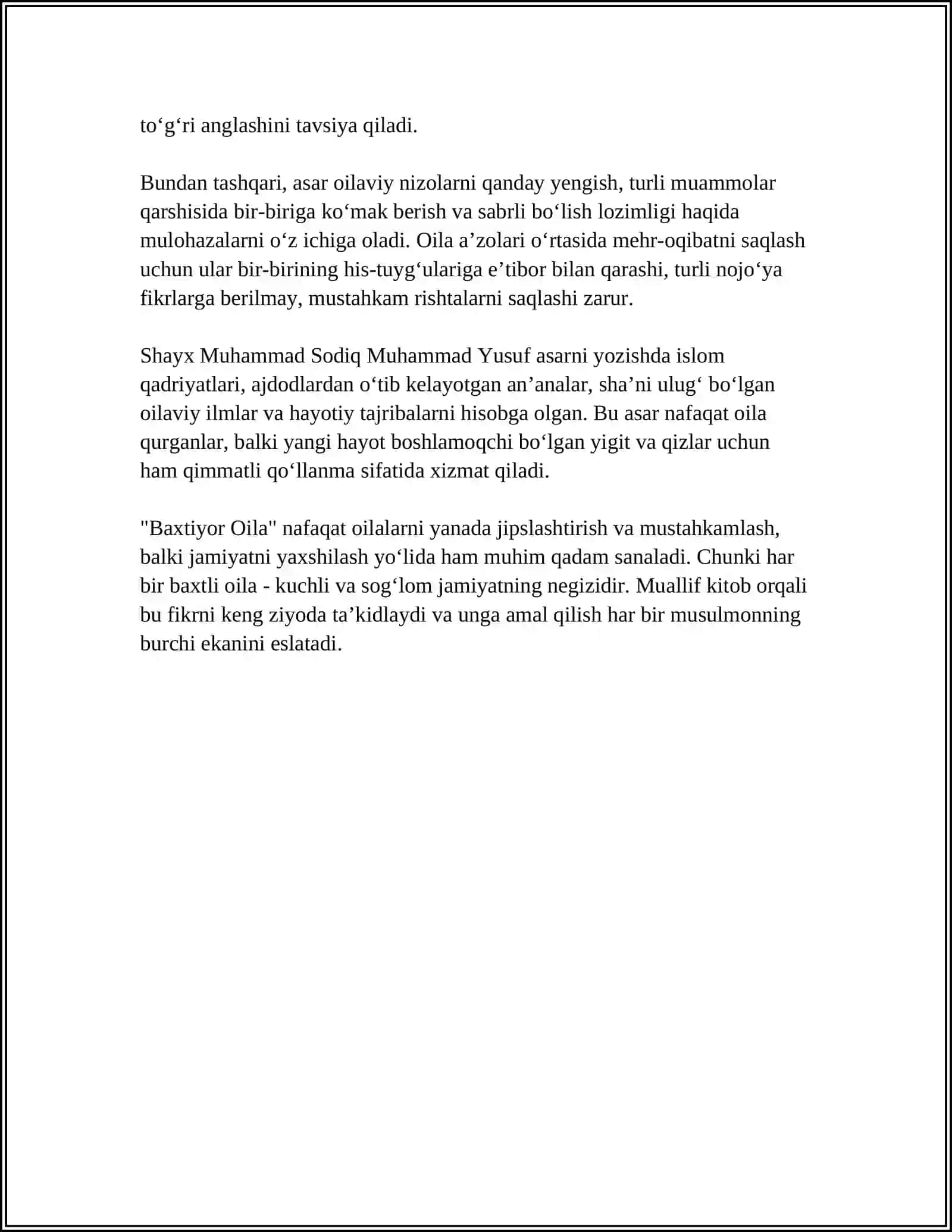 SHAYX MUHAMMAD SODIQ MUHAMMAD YUSUFNING “BAXTIYOR OILA" 4