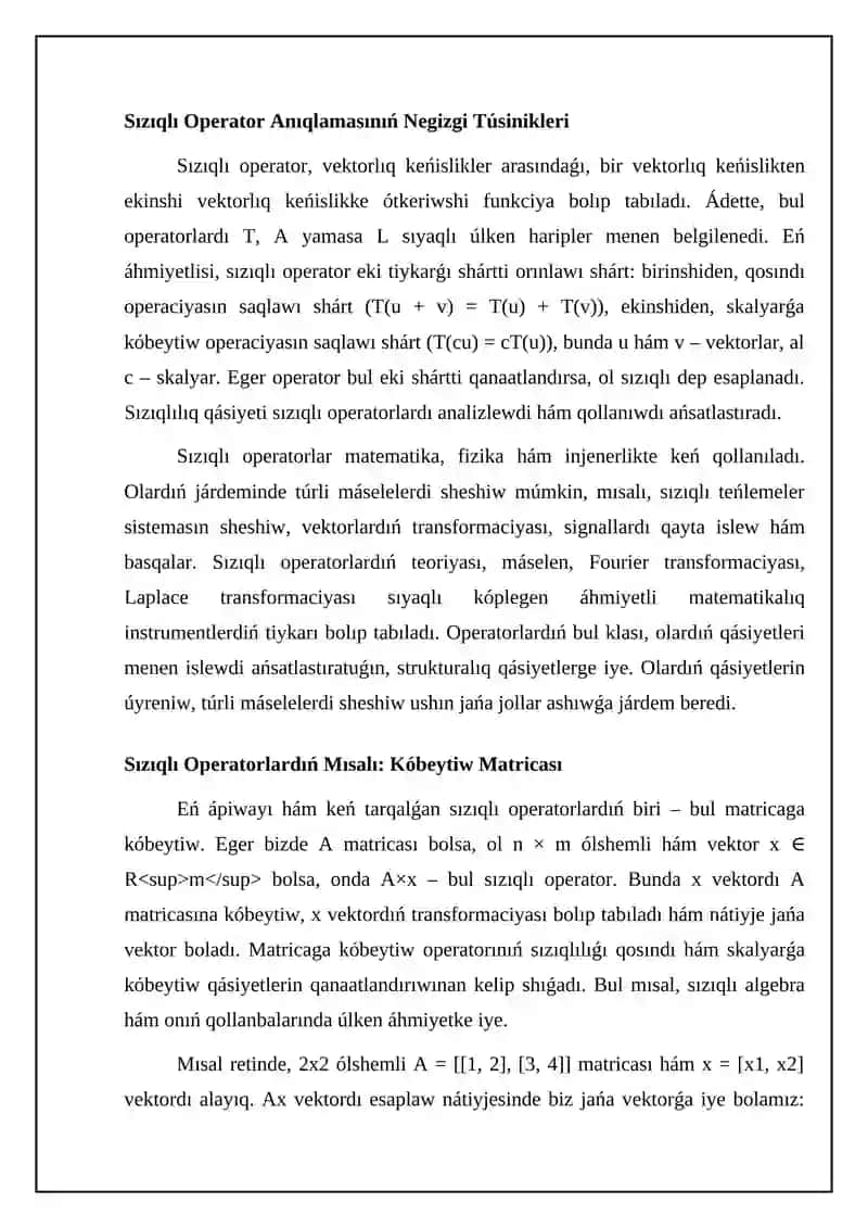 Sızıqlı operatorlar 4