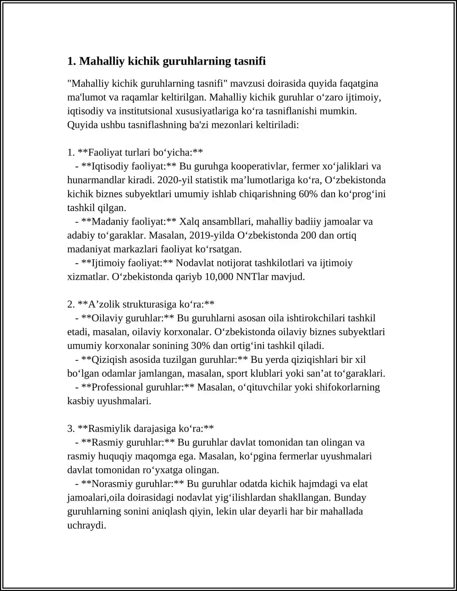 MAHALLIY VA XORIJIY KICHIK GURUHLARNING TASNIFI VA ULARNING BIZNES PSIXOLOGIYASI NAZARIYASI UCHUN AHAMIYATI 4