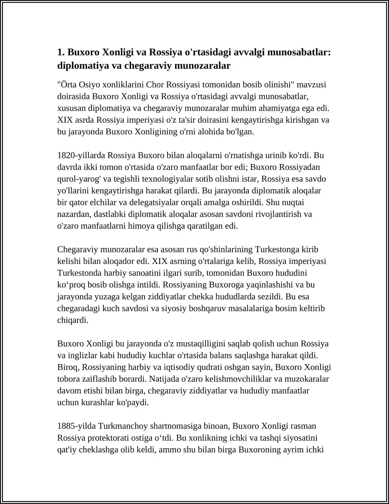 ÖRTA OSIYO XONLIKLARINI CHORR RASSIYASI TOMONIDAN BOSIB OLINISHIGA BAĞISHLANGAN KÖRGAZMALARNI YOZIB CHIQISHI (BUXORO XONLIGI) 4