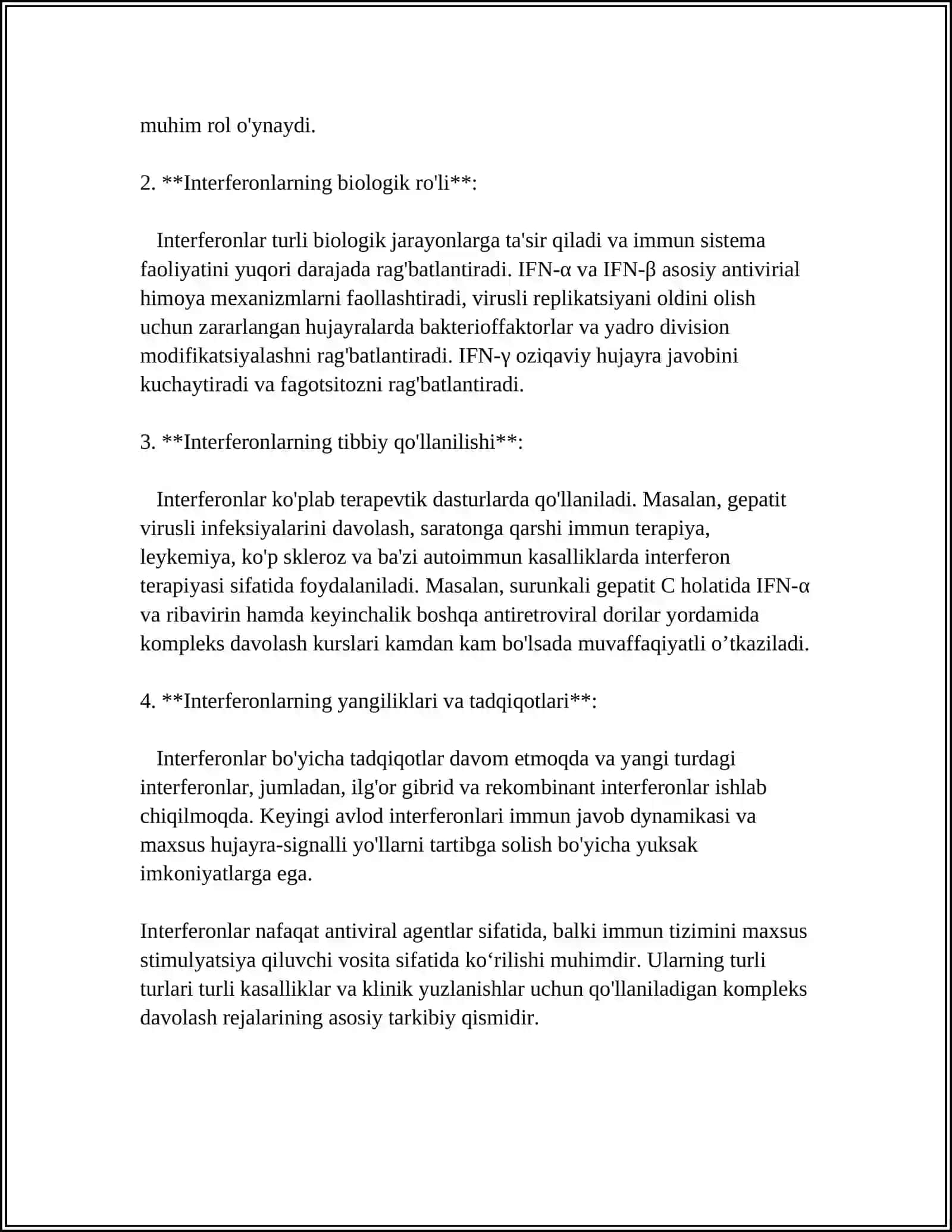 INTERFERON VA SITOKINLAR, SINTEZLANISHI, TAʼSIR MEXANIZMI 4