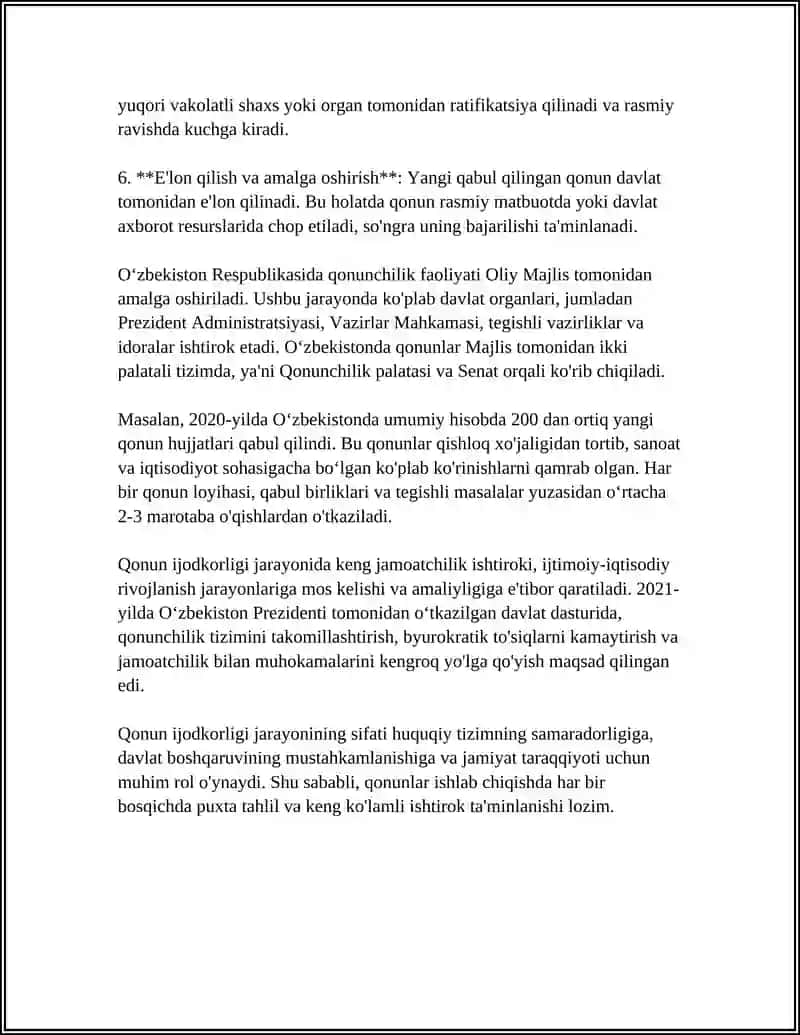 QONUN IJODKORLIGI TUSHUNCHASI, JARAYONI VA BOSQICHLARI 4