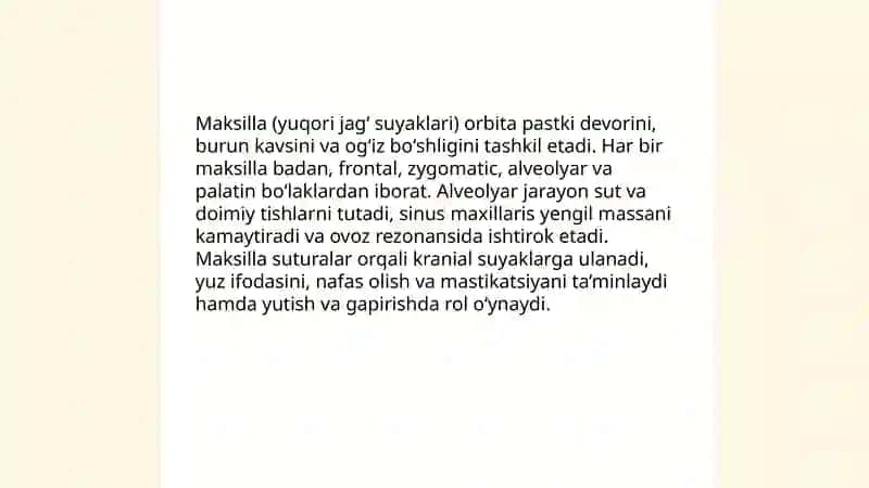 YUZ VA JAGʻ SUYAKLARI ASTEOLOGIYASI 4
