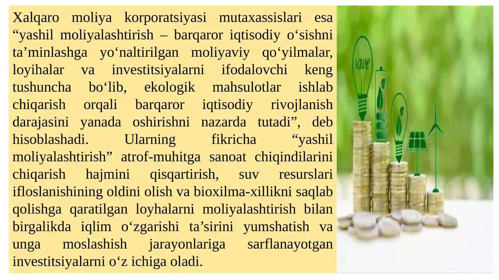 "Yashil moliyalashtirish" tushunchasi 4