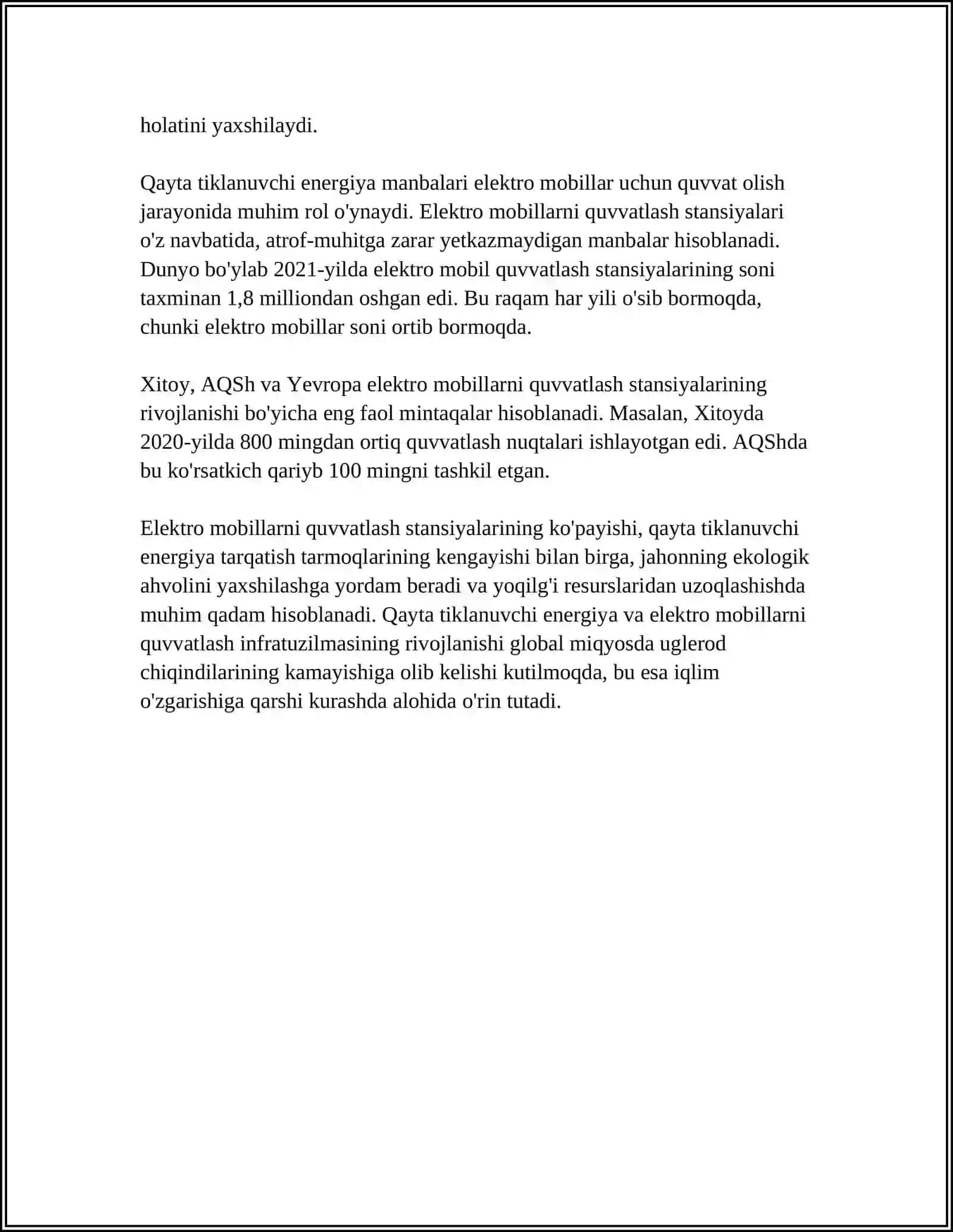 ELEKTRO MOBILLARNI QUVVATLASH STANSIYALARI 4