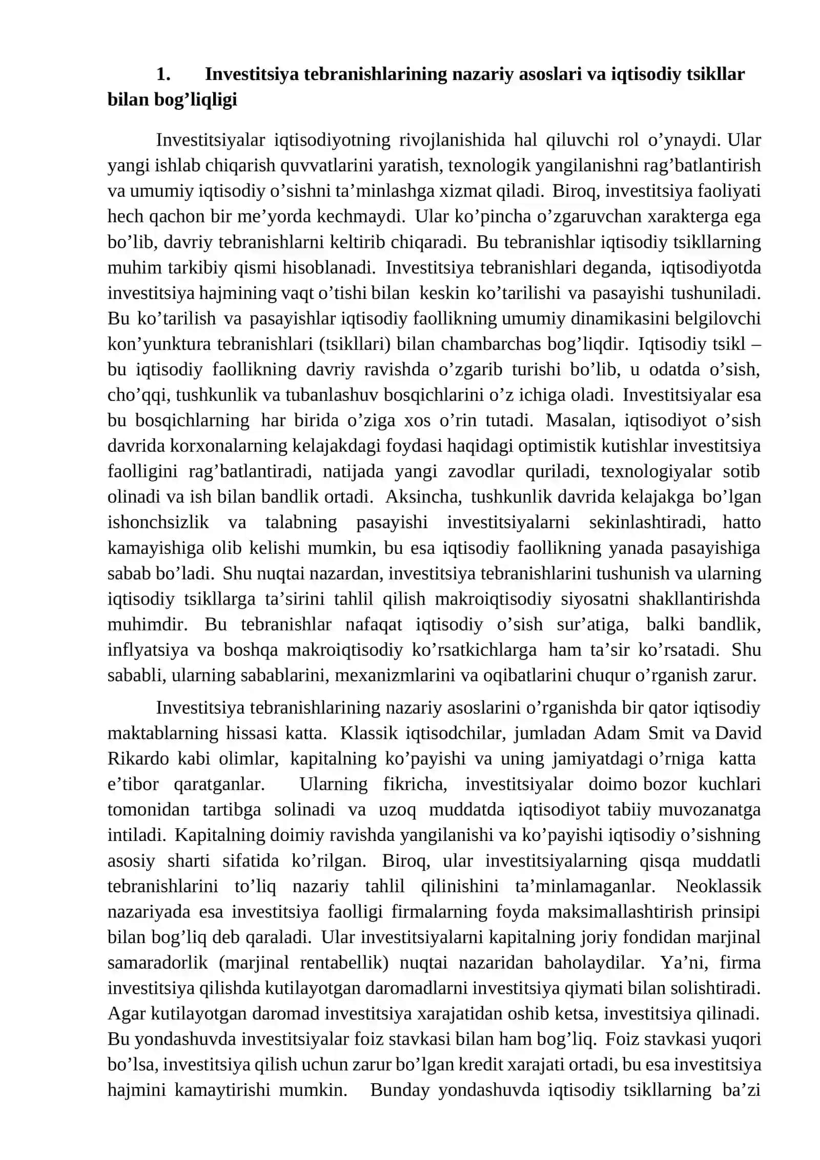 Investitsiya tebranishlari va ularning iqtisodiy tsikllarga ta’siri 4