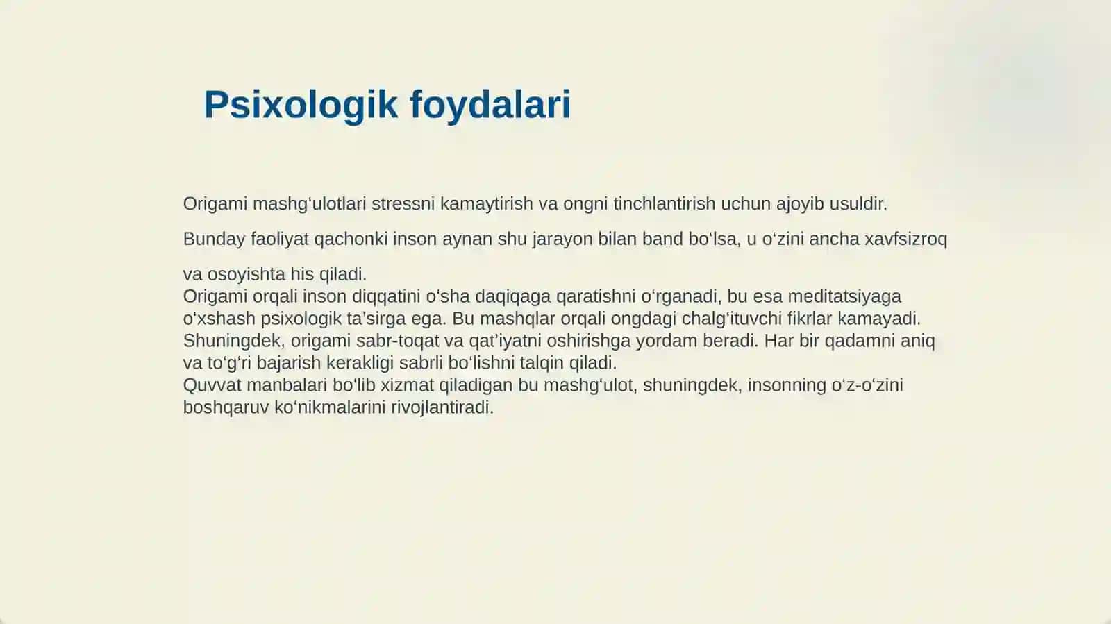 ORIGAMI ORQALI ESTETIK DID VA SABR TOQATNI TARBIYALASH 4
