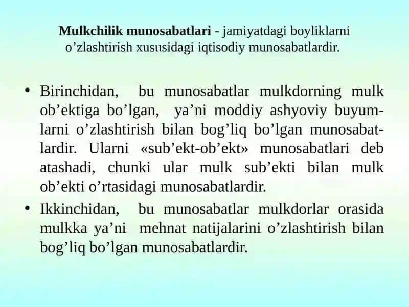 Mulkchilik shakllarining iqtisodiy mohiyati 4