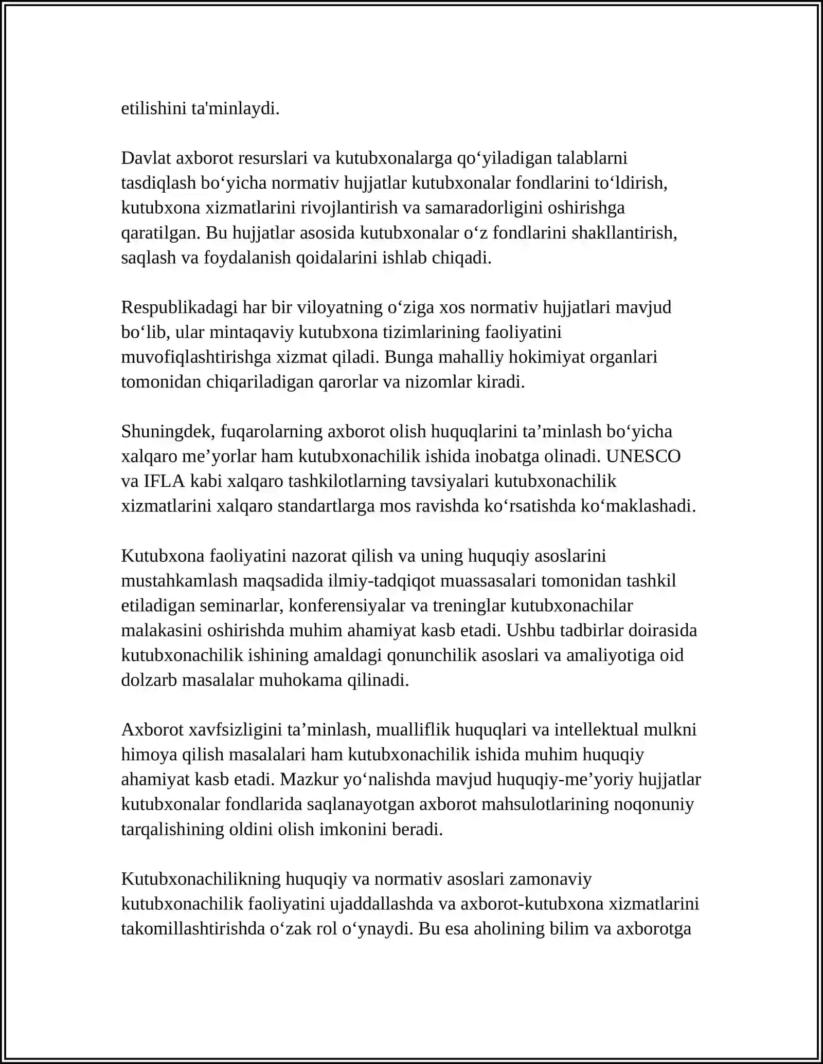 KUTUBXONACHILIK ISHINI TASHKIL ETISH VA FAOLIYAT KO'RSATISH ASOSIY PRINSIPLARI 4